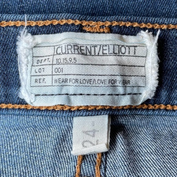 CURRENT ELLIOT DISTRESSED MEDIUM WASH SKINNY DENIM JEAN - 24 - Picture 8 of 10